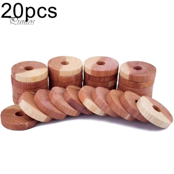 Household Supplies |   Puntos 20Pcs Wardrobe Drawer Air Fresher Moth Repellent Mini Round Cedar Wood Blocks Home & Kitchen Household Supplies