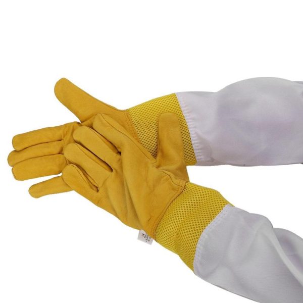 Insects |   2Pcs Sheepskin Yellow Against Anti Bee Sting Hollow Breathable Hand  Beekeeper Gloves Beek Insects Insects