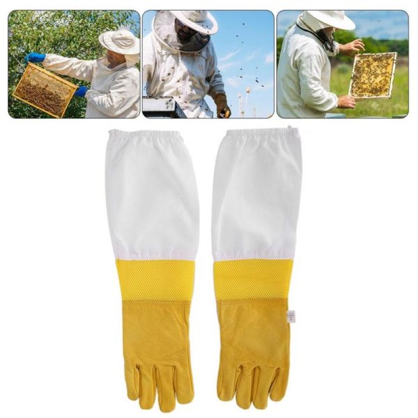 Insects |   2Pcs Sheepskin Yellow Against Anti Bee Sting Hollow Breathable Hand  Beekeeper Gloves Beek Insects Insects