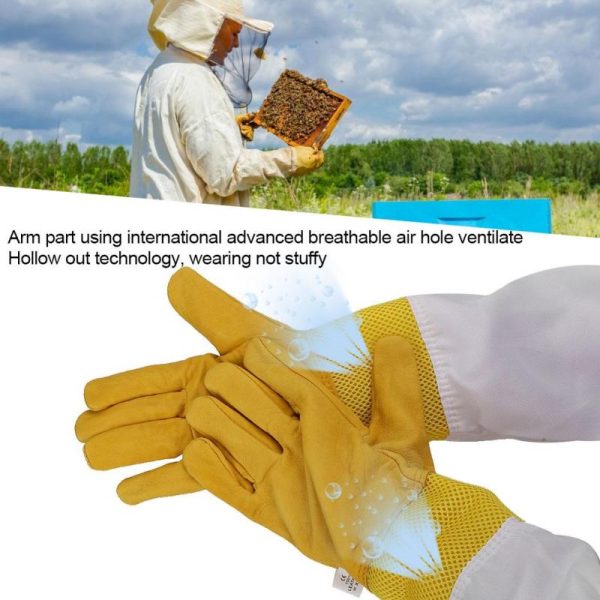 Insects |   2Pcs Sheepskin Yellow Against Anti Bee Sting Hollow Breathable Hand  Beekeeper Gloves Beek Insects Insects