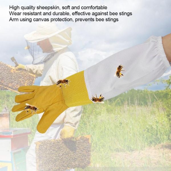 Insects |   2Pcs Sheepskin Yellow Against Anti Bee Sting Hollow Breathable Hand  Beekeeper Gloves Beek Insects Insects