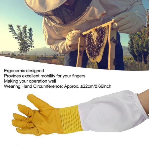 Insects |   2Pcs Sheepskin Yellow Against Anti Bee Sting Hollow Breathable Hand  Beekeeper Gloves Beek Insects Insects