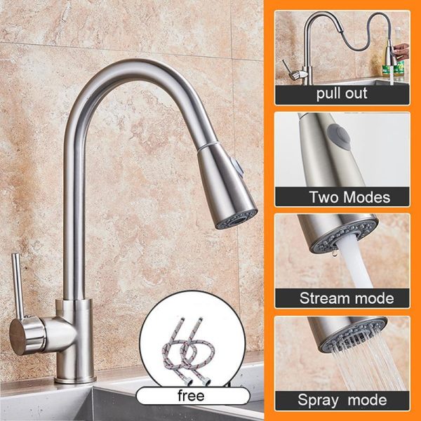 Kitchen, Dining & Bar |   Black Pull Out Kitchen Sink Faucet Deck Mounted Stream Sprayer Kitchen Mixer Tap Bathroom Kitchen Hot Cold Tap Home & Kitchen Kitchen, Dining & Bar