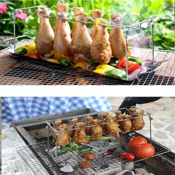 Kitchen, Dining & Bar |   Chicken Holder Rack Grill Stand Roasting For Bbq Non Stick Stainless Steel Home & Kitchen Kitchen, Dining & Bar