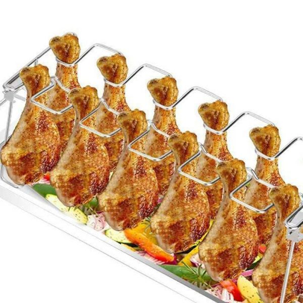 Kitchen, Dining & Bar |   Chicken Holder Rack Grill Stand Roasting For Bbq Non Stick Stainless Steel Home & Kitchen Kitchen, Dining & Bar