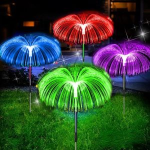 Lighting |   Solar Garden Lights Outdoor Waterproof Fiber Optic Jellyfish Lawn Lights Outdoor Patio Villa Yard Decor Night Light Home & Kitchen Lighting