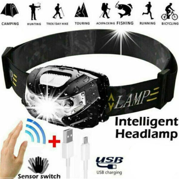 Lighting |   Waterproof Headlight Super Bright Head Torch Led Usb Headlamp Camping Fishing Home & Kitchen Lighting