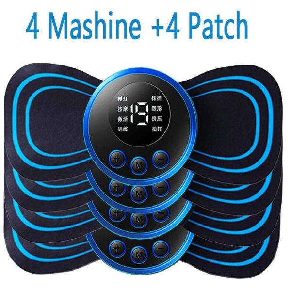 Massage Items |   1/2/3/4Pcs Ems Electric Neck Massager 8 Mode 19 Gears Tens Pulsed Therapy Instrument Cervical Back Massage Muscle Stimulator Patches Pain Relief Health Massage Items