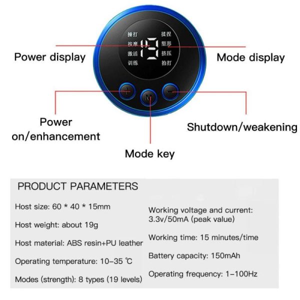 Massage Items |   1/2/3/4Pcs Ems Electric Neck Massager 8 Mode 19 Gears Tens Pulsed Therapy Instrument Cervical Back Massage Muscle Stimulator Patches Pain Relief Health Massage Items