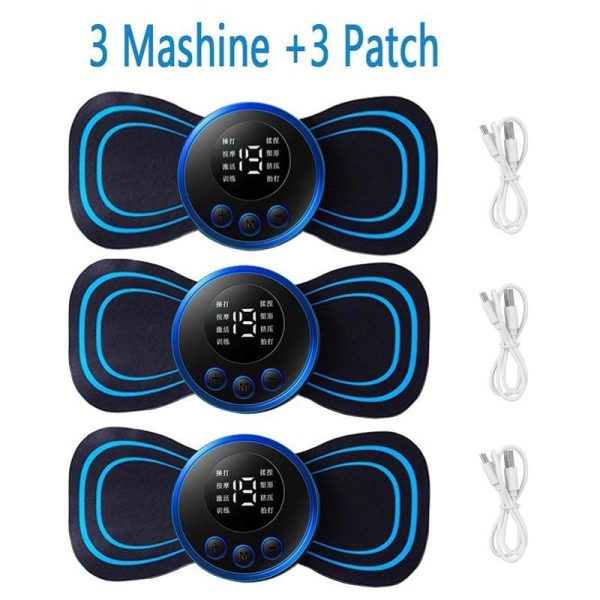 Massage Items |   1/2/3/4Pcs Ems Electric Neck Massager 8 Mode 19 Gears Tens Pulsed Therapy Instrument Cervical Back Massage Muscle Stimulator Patches Pain Relief Health Massage Items