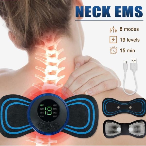 Massage Items |   1/2/3/4Pcs Ems Electric Neck Massager 8 Mode 19 Gears Tens Pulsed Therapy Instrument Cervical Back Massage Muscle Stimulator Patches Pain Relief Health Massage Items