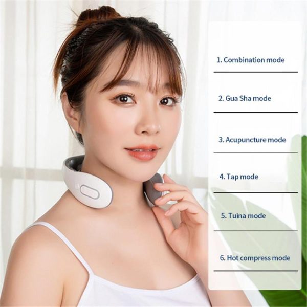 Massage Items |   Electric Cervical Spine Massager 6 Modes 15 Gears Neck Shoulder Back Pulse Massage Automatic Heating Pain Relief Relaxation Rechargeable Health Massage Items