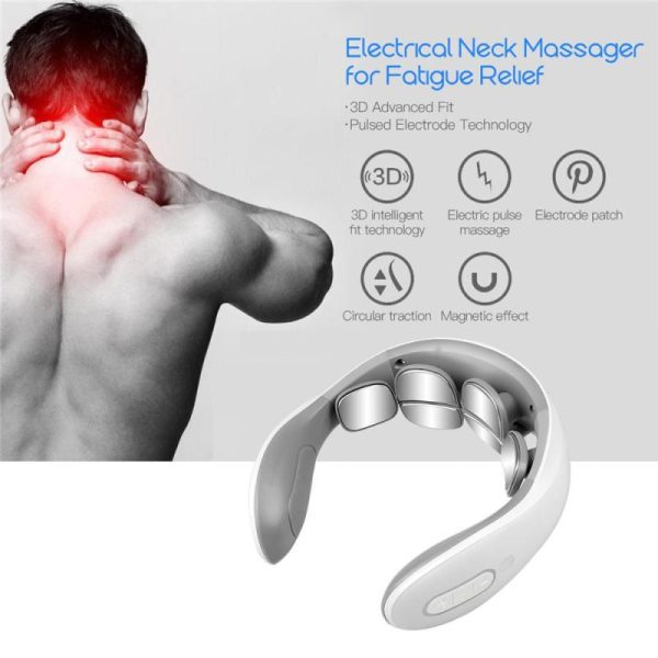 Massage Items |   Electric Cervical Spine Massager 6 Modes 15 Gears Neck Shoulder Back Pulse Massage Automatic Heating Pain Relief Relaxation Rechargeable Health Massage Items