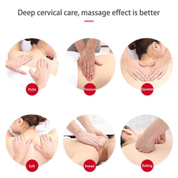 Massage Items |   Electric Cervical Spine Massager 6 Modes 15 Gears Neck Shoulder Back Pulse Massage Automatic Heating Pain Relief Relaxation Rechargeable Health Massage Items