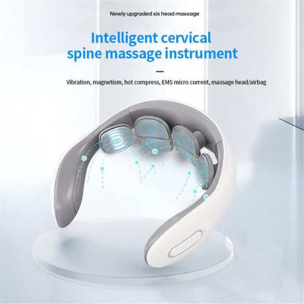 Massage Items |   Electric Cervical Spine Massager 6 Modes 15 Gears Neck Shoulder Back Pulse Massage Automatic Heating Pain Relief Relaxation Rechargeable Health Massage Items