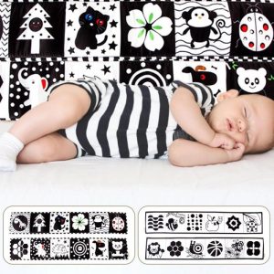 Newborn Toys |   Black White Series Cloth Book Cribs Pram Use Clip On Animal Cloth Book Toys Montessori Baby Visual Stimulation Card Toys Newborn Toys Newborn Toys