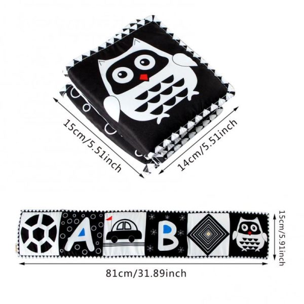 Newborn Toys |   Black White Series Cloth Book Cribs Pram Use Clip On Animal Cloth Book Toys Montessori Baby Visual Stimulation Card Toys Newborn Toys Newborn Toys