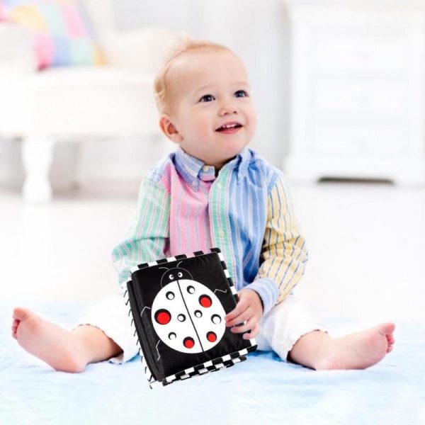 Newborn Toys |   Black White Series Cloth Book Cribs Pram Use Clip On Animal Cloth Book Toys Montessori Baby Visual Stimulation Card Toys Newborn Toys Newborn Toys