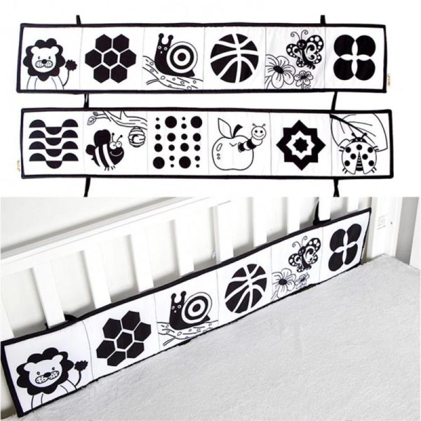 Newborn Toys |   Black White Series Cloth Book Cribs Pram Use Clip On Animal Cloth Book Toys Montessori Baby Visual Stimulation Card Toys Newborn Toys Newborn Toys