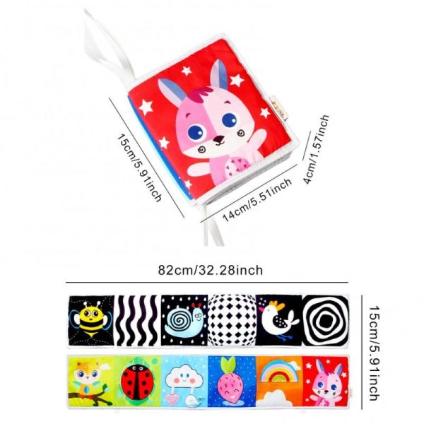 Newborn Toys |   Black White Series Cloth Book Cribs Pram Use Clip On Animal Cloth Book Toys Montessori Baby Visual Stimulation Card Toys Newborn Toys Newborn Toys