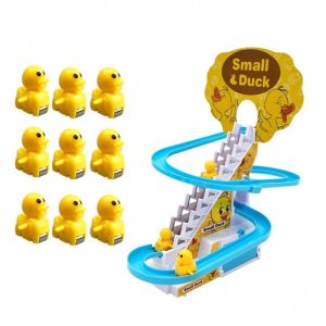 Newborn Toys |   Fun Playful Duck Race Set Electric Duck Climbing Stairs Track Toys Rhubarb Duck With Flashing Lights & Music Cute Children’s Bath Toy Newborn Toys Newborn Toys