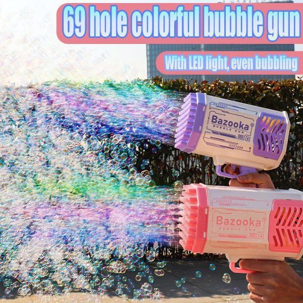 Novelty & Gag Toys |   Bubble Gun Rocket 69 Holes Soap Bubbles Machine Gun Shape Automatic Blower With Light Toys For Kids Children‘S Day Gift Novelty & Gag Toys Novelty & Gag Toys