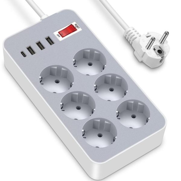 Office Equipment |   10-In-1 Power Strip Multi Outlet Socket With 1.2-Meter Long Cord 6 Outlet 4 Usb Port For Home Electronics Office Equipment