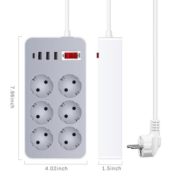 Office Equipment |   10-In-1 Power Strip Multi Outlet Socket With 1.2-Meter Long Cord 6 Outlet 4 Usb Port For Home Electronics Office Equipment