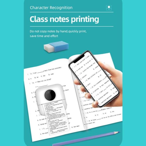 Office Equipment |   200Dpi Wireless Thermal Label Printer Note Memo Ink-Free Printer (White) Electronics Office Equipment