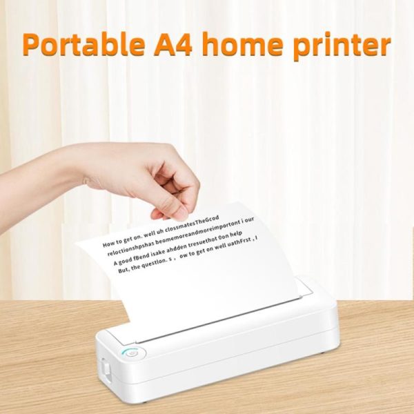 Office Equipment |   A4 Portable Paper Printer Thermal Printing Wireless Bt Connect Compatible With Ios And Android Electronics Office Equipment