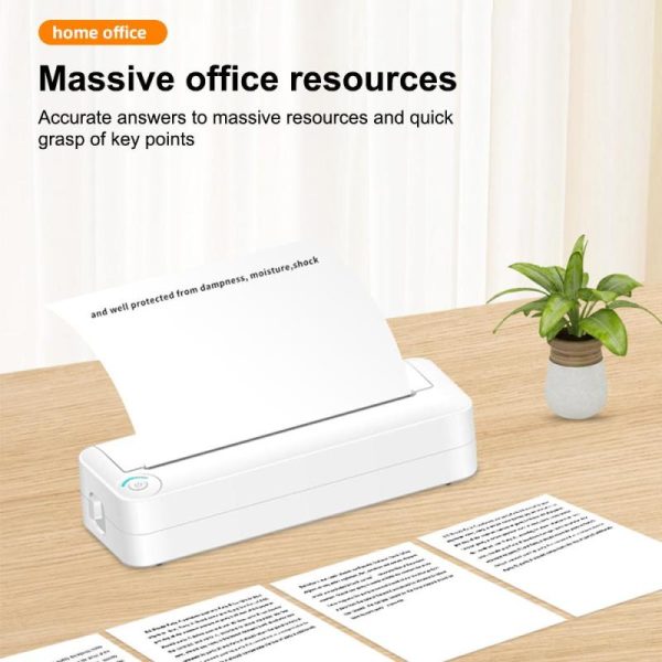 Office Equipment |   A4 Portable Paper Printer Thermal Printing Wireless Bt Connect Compatible With Ios And Android Electronics Office Equipment