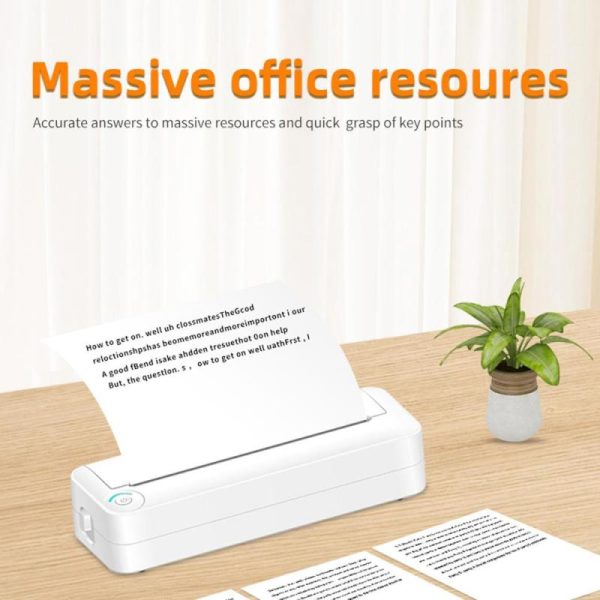 Office Equipment |   A4 Portable Paper Printer Thermal Printing Wireless Bt Connect Compatible With Ios And Android Electronics Office Equipment