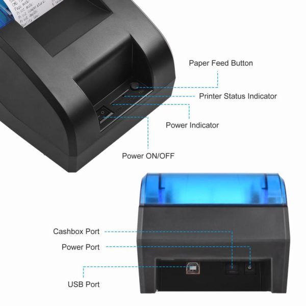 Office Equipment |   Bisofice 58Mm Thermal Receipt Printer Desktop Usb&Bt Wireless Connection Printer Barcode Logo Electronics Office Equipment