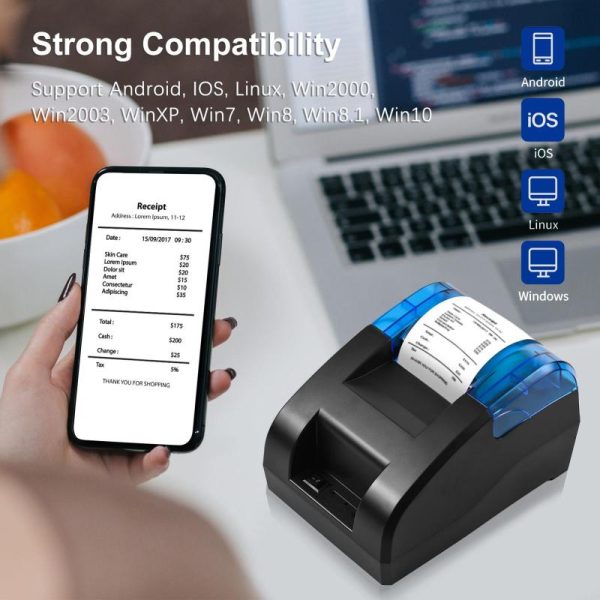 Office Equipment |   Bisofice 58Mm Thermal Receipt Printer Desktop Usb&Bt Wireless Connection Printer Barcode Logo Electronics Office Equipment