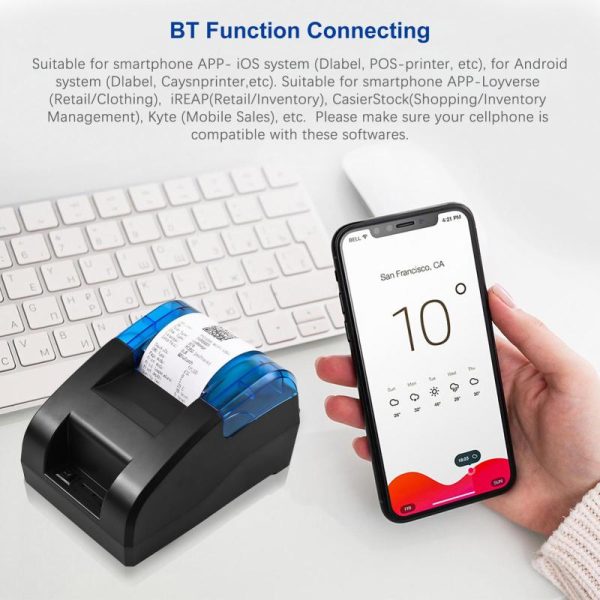 Office Equipment |   Bisofice 58Mm Thermal Receipt Printer Desktop Usb&Bt Wireless Connection Printer Barcode Logo Electronics Office Equipment