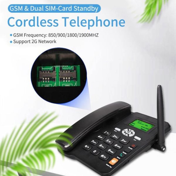 Office Equipment |   Cordless Phone Desktop Telephone Support Gsm 85090018001900Mhz Dual Sim Card 2G Fixed Wireless Electronics Office Equipment