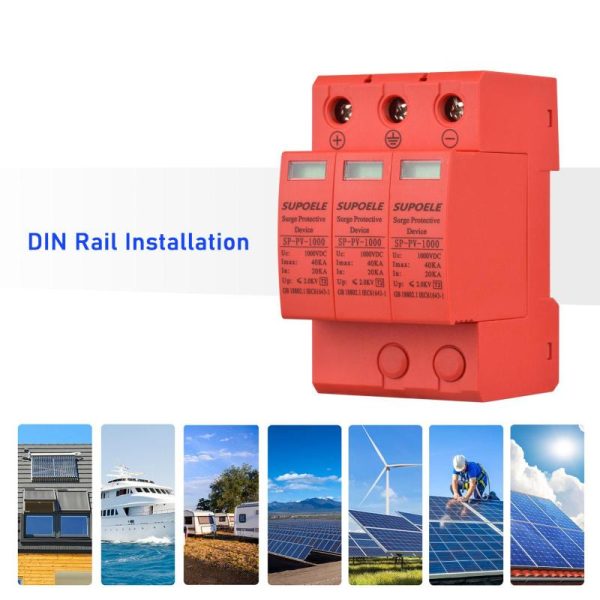 Office Equipment |   Dc 1000V Surge Protective Device 3P 40Ka Surge Arrester Photovoltaic Pv Thunder Proof Protector Electronics Office Equipment