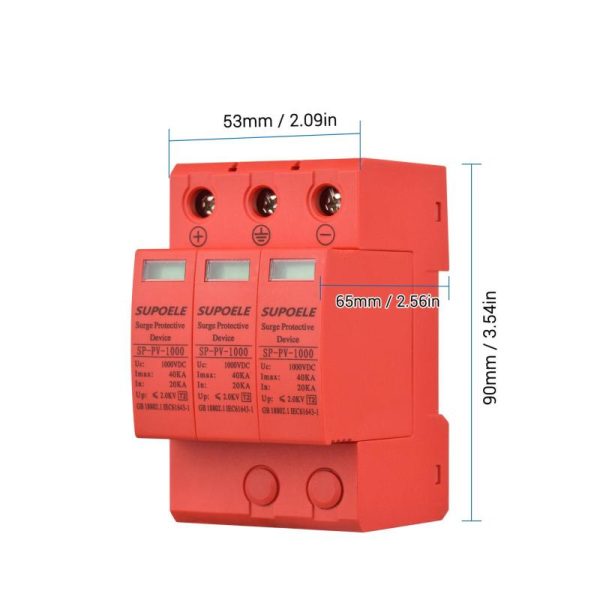 Office Equipment |   Dc 1000V Surge Protective Device 3P 40Ka Surge Arrester Photovoltaic Pv Thunder Proof Protector Electronics Office Equipment