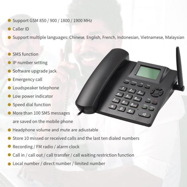 Office Equipment |   Fixed Wireless Landline Phone Desktop Telephone Support Gsm 85090018001900Mhz Dual Sim Card 2G Electronics Office Equipment