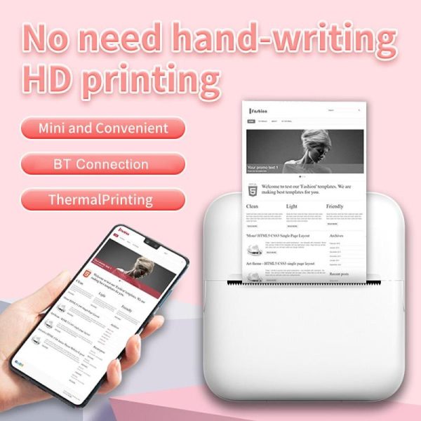 Office Equipment |   Mini Pocket Printer Portable 58Mm Thermal Printer Machine Wireless Bt Connection For Picture Label Electronics Office Equipment