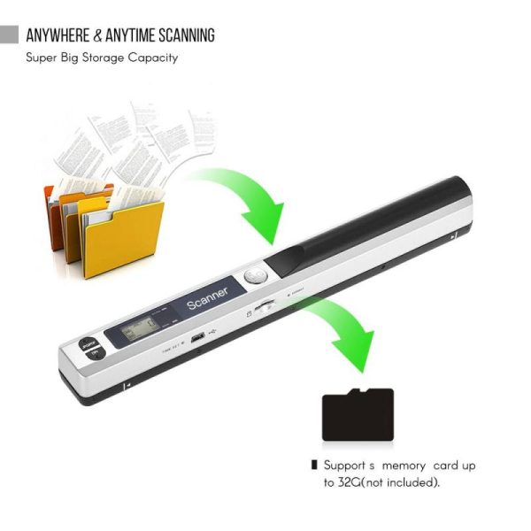 Office Equipment |   Portable Handheld Wand Wireless Scanner A4 Size 900Dpi Jpgpdf Formate Lcd Display With Protecting Electronics Office Equipment