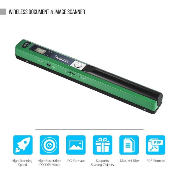 Office Equipment |   Portable Handheld Wand Wireless Scanner A4 Size 900Dpi Jpgpdf Formate Lcd Display With Protecting Electronics Office Equipment