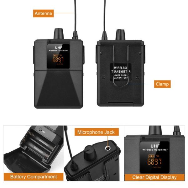 Office Equipment |   Uhf Wireless Microphone Headset With Transmitter And Receiver, Led Digital Display Bodypack Electronics Office Equipment