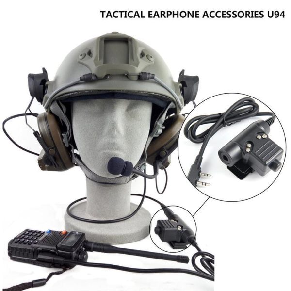 Office Equipment |   Z-Tac Tactical Headphone U94 Headset Ptt Military Radio For Kenwood 2 Pin Black Electronics Office Equipment