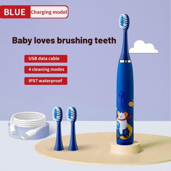 Oral Care |   Children’s Electric Toothbrush Colorful Cartoon With Replacement Heads Ultrasonic Rechargeable Teeth Cleaning Brush For Kids Health Oral Care