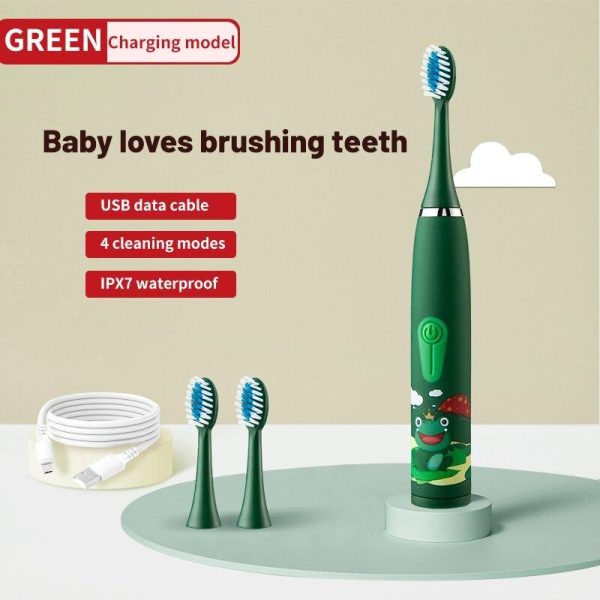 Oral Care |   Children’s Electric Toothbrush Colorful Cartoon With Replacement Heads Ultrasonic Rechargeable Teeth Cleaning Brush For Kids Health Oral Care