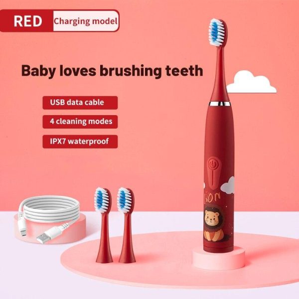 Oral Care |   Children’s Electric Toothbrush Colorful Cartoon With Replacement Heads Ultrasonic Rechargeable Teeth Cleaning Brush For Kids Health Oral Care