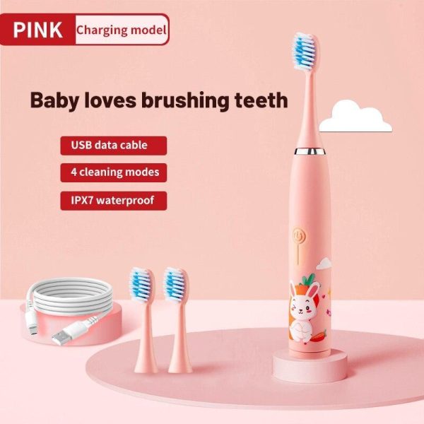 Oral Care |   Children’s Electric Toothbrush Colorful Cartoon With Replacement Heads Ultrasonic Rechargeable Teeth Cleaning Brush For Kids Health Oral Care