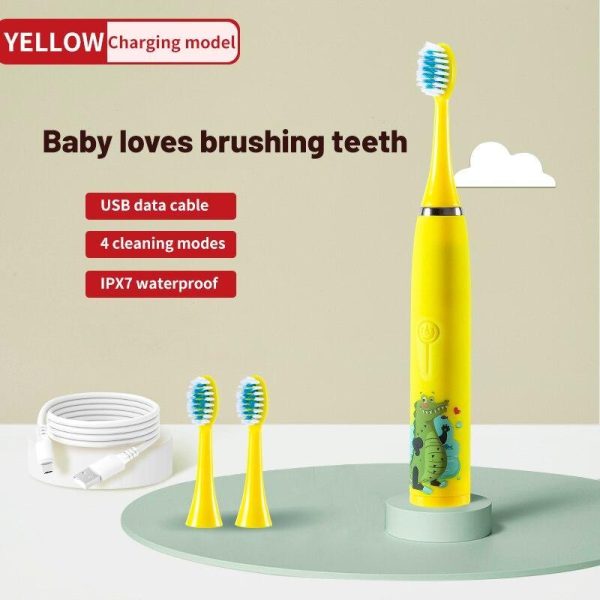 Oral Care |   Children’s Electric Toothbrush Colorful Cartoon With Replacement Heads Ultrasonic Rechargeable Teeth Cleaning Brush For Kids Health Oral Care