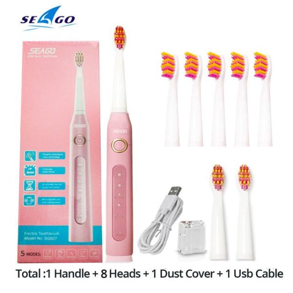 Oral Care |   Seago Sonic Electric Toothbrush Sg-507 Adult Timer Brush 5 Mode Usb Charger Rechargeable Tooth Brush Health Oral Care